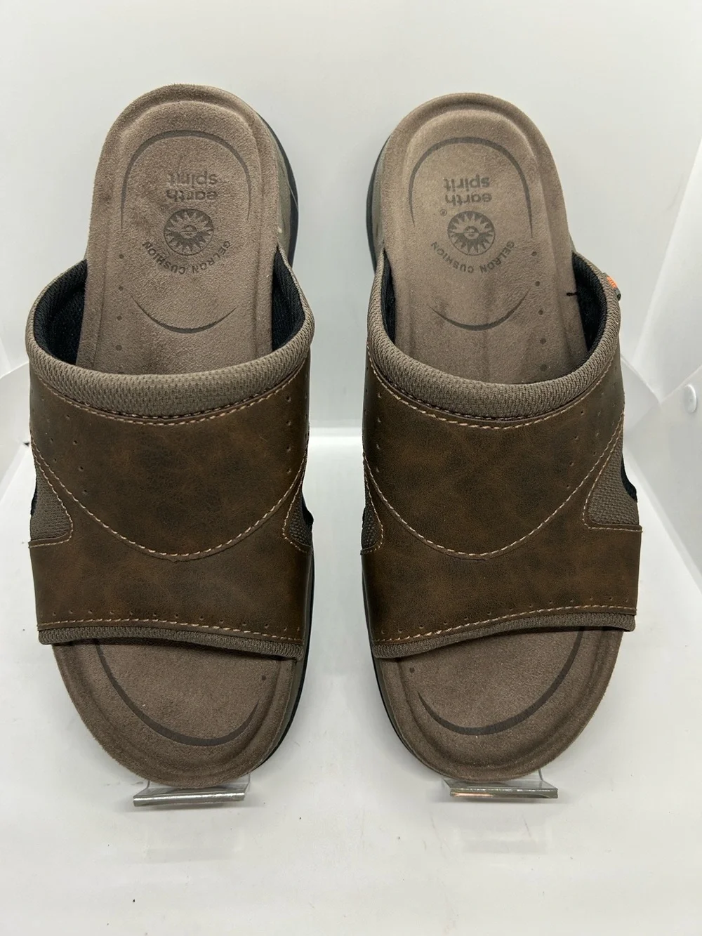 Earth Spirit Mens Brown Gelron Cushion Slide Sandals Size 11 US